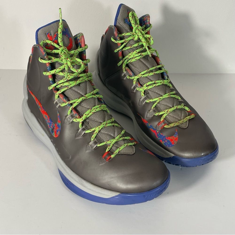 Nike KD Splatter Men’s Gray and Neon Sneakers Size 14 Style #554988-007